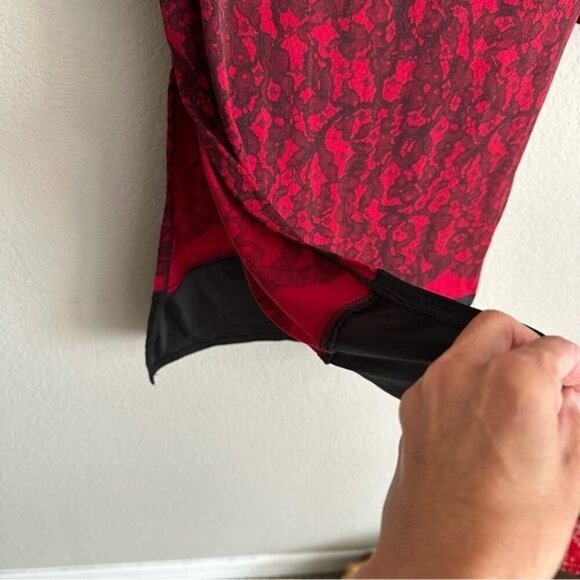 Michael Kors Cinnabar Red Umbria Lace Print Stretch Matte Jersey Sheath Dress M - Picture 7 of 8